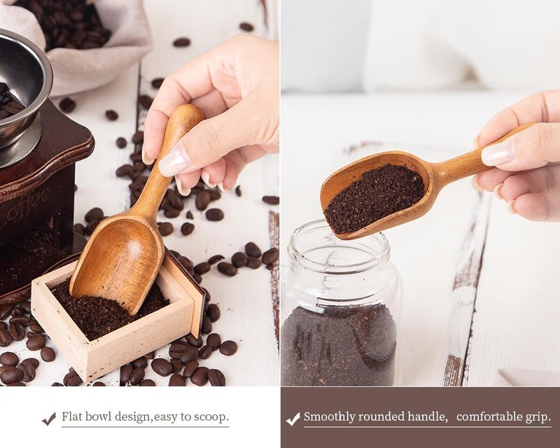 Lebami Wooden Coffee Scoop for Ground Coffee,4pcs Coffee Measuring Scooper for Beans Powder Tea Shovel,Small Wood Spoons Multipurpose for Jars Canisters,Kitchen Spice Pepper Condiment Powder Shovel - Image 5